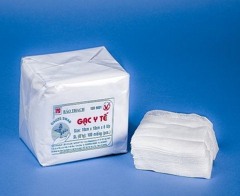Gạc Y Tế Miếng Chưa Tiệt Trùng Bảo Thạch 10x10cm x 6 Lớp (Bịch 100 Miếng)