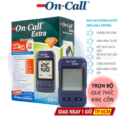 [TẶNG QUE, KIM, CỒN] Máy Đo Đường Huyết On-call Extra (+ 25 Que, 50 Kim, Cồn)