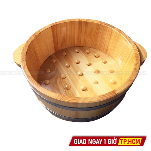 Chậu Ngâm Chân Gỗ (Loại Thấp, Có Hạt Massage) Thông Tự Nhiên Cao Cấp