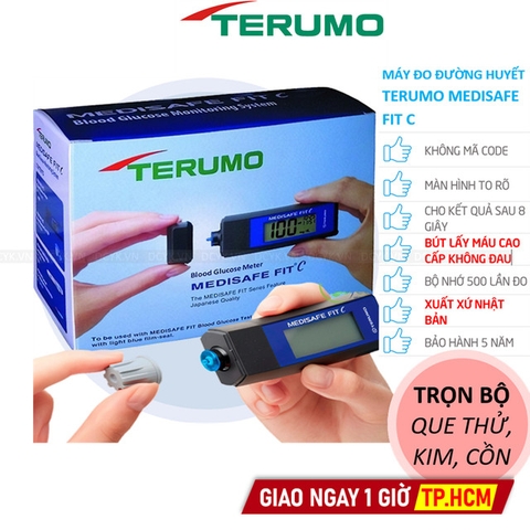[TẶNG QUE, KIM, CỒN] Máy Đo Đường Huyết Terumo Medisafe Fit C (+ 30 Que, 30 Kim, Cồn)