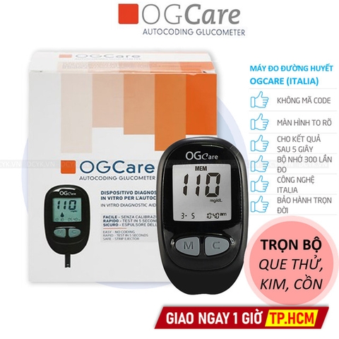 [TRỌN BỘ] Máy Đo Đường Huyết Ogcare (MG) (+ 25 Que, 50 Kim, 50 Cồn)