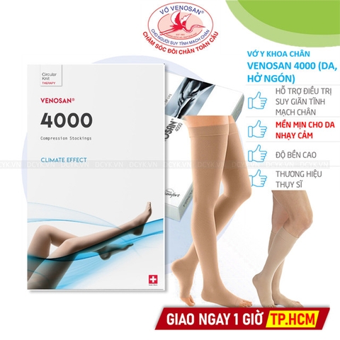 Vớ Y Khoa Venosan 4000 (Siêu Mềm Mịn) (Da, Hở Ngón)