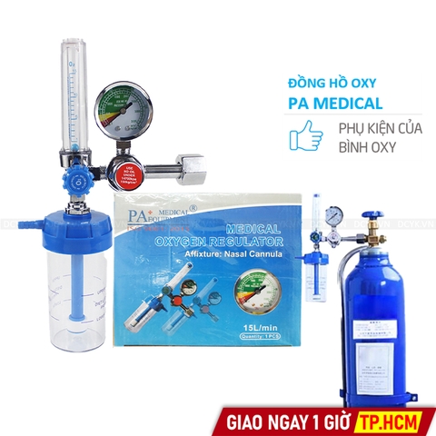 Đồng Hồ Oxy Y Tế Greetmed / PA Medical (Có Bình Tạo Ẩm)