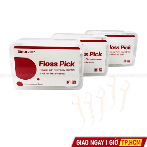 Hộp Tăm Chỉ Kẽ Răng Sinocare Floss Pick (Hộp 50 Cây)
