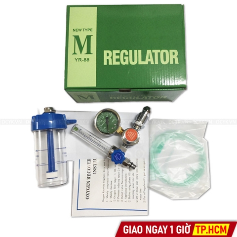 Đồng Hồ Oxy Y Tế Regulator YR-88 (Có Bình Tạo Ẩm)