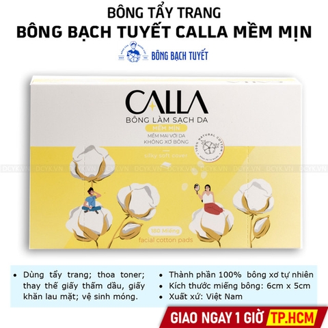 Bông Tẩy Trang Bông Bạch Tuyết Calla Mềm Mịn (Gói 180 Miếng)