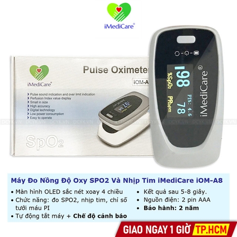 Máy Đo Nồng Độ Oxy SPO2 Và Nhịp Tim iMediCare iOM-A8
