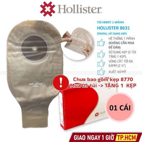 Túi Hậu Môn Nhân Tạo 1 Mảnh Hollister 8631 (Trong, Sử Dụng Kẹp)