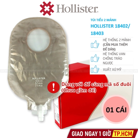 Túi Nước Tiểu Hậu Môn Nhân Tạo 2 Mảnh Hollister 18402 18403 (Van Chống Trào Ngược)