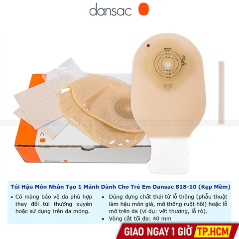 Túi Hậu Môn Nhân Tạo 1 Mảnh Dành Cho Trẻ Em Dansac Nova 818-10 (Kẹp Mềm)