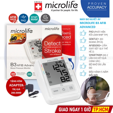 Máy Đo Huyết Áp Bắp Tay Microlife B3 AFIB (Cảnh Báo Đột Quỵ)