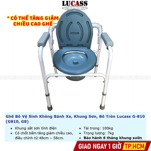 Ghế Bô Vệ Sinh Không Bánh Xe, Khung Sơn, Bô Tròn Lucass G-810 (G810, G8)