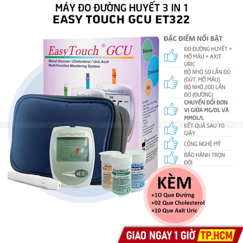 Máy Đo Đường Huyết, Cholesterol, Acid Uric (3 in 1) Easy Touch GCU ET322