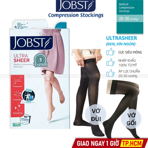 Vớ Y Khoa Chân JOBST Ultrasheer (Đen, Kín Ngón)