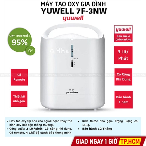 Máy Tạo Oxy Yuwell 7F-3NW (3 Lít, Có Xông, Có Remote)