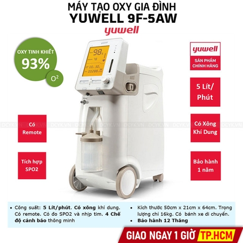 Máy Tạo Oxy Yuwell 9F-5AW (5 Lít, Có Xông, Có SPO2, Có Remote)