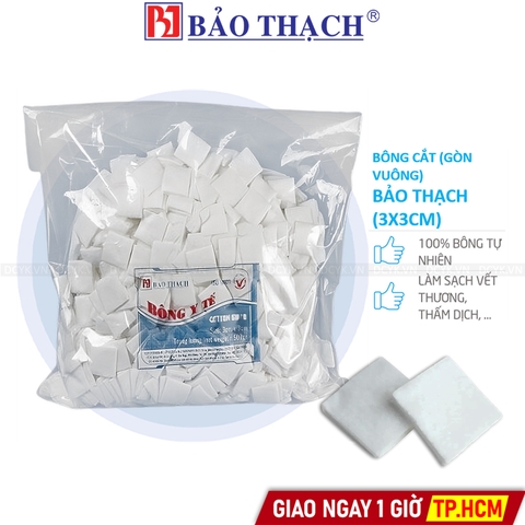 Bông Gòn Cắt, Gòn Vuông 3x3cm Bảo Thạch (Bịch lớn 500g)