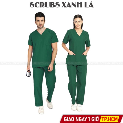 Bộ Đồng Phục Bệnh Viện, Thẩm Mỹ, Trang Phục Phòng Mổ, Scrubs Xanh Lá, Cổ Tim