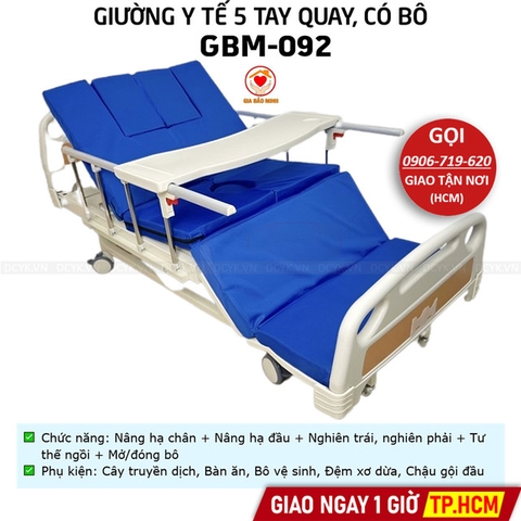 Giường Y Tế 5 Tay Quay, Có Bô Vệ Sinh GBM-092