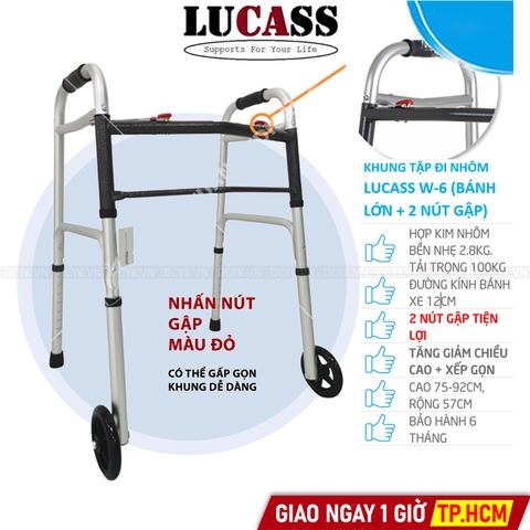 Khung Tập Đi Nhôm Bánh Lớn Lucass W-6 (W6)