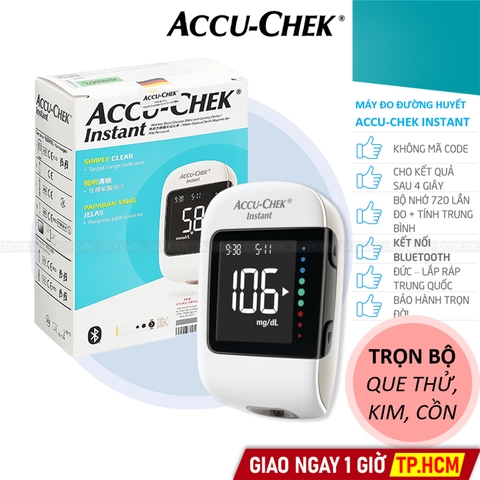 [TRỌN BỘ] Máy Đo Đường Huyết ACCU-CHEK INSTANT (mg/dl) + 25 Que, Kim, Cồn