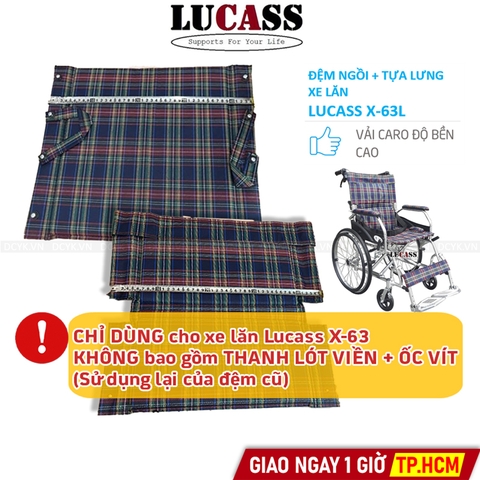 [PHỤ KIỆN] Tấm Đệm Ngồi + Tựa Lưng Xe Lăn Nhôm Du Lịch Lucass X-63L