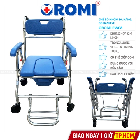 Ghế Bô Đa Năng Có Bánh Xe, Xếp Gọn Oromi PW08
