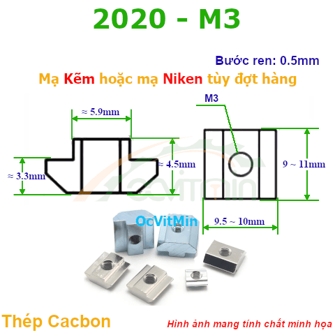 Tán Luồn 2020 M3 Đai Ốc Chữ T - Dai Oc Tan Ecu Chu T Luon