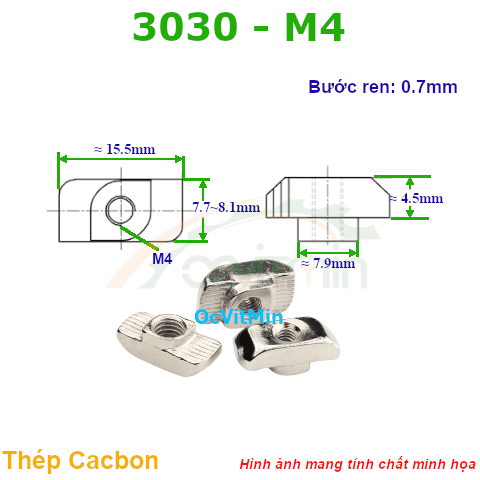 Tán Xoay 3030 M4 Đai Ốc Chữ T - Dai Oc Tan Ecu Chu T
