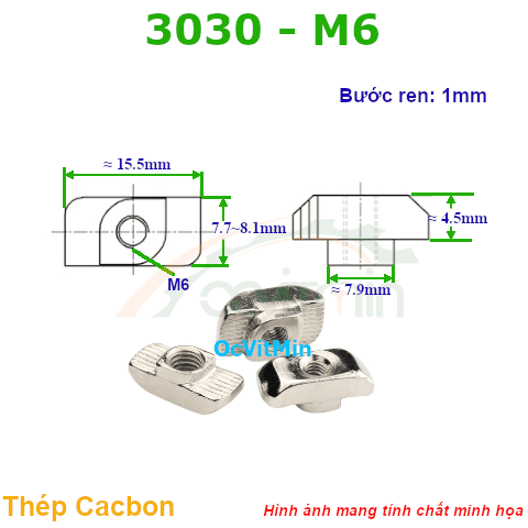 Tán Xoay 3030 M6 Đai Ốc Chữ T - Dai Oc Tan Ecu Chu T