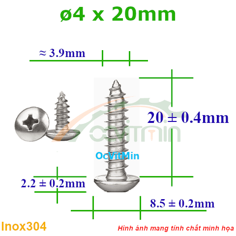 Vít Gỗ Bake Đầu Dù ø 4x20mm - Vit Go Dau Pake Du