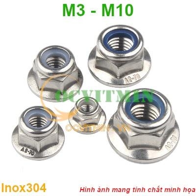 Đai Ốc Khóa Liền Long Đen M3 M4 M5 M6 M8 M10 Tán Inox304 Ecu Khóa