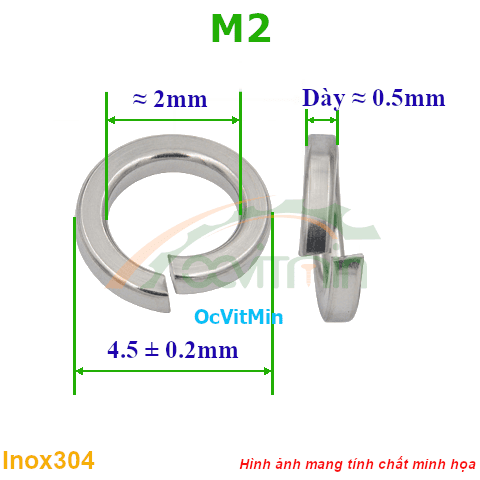 Vòng Đệm Vênh M2 Inox304 - Vong Dem Long Den Venh