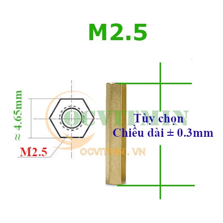 Trụ Đồng Cái Cái Lục Giác M2.5x16mm
