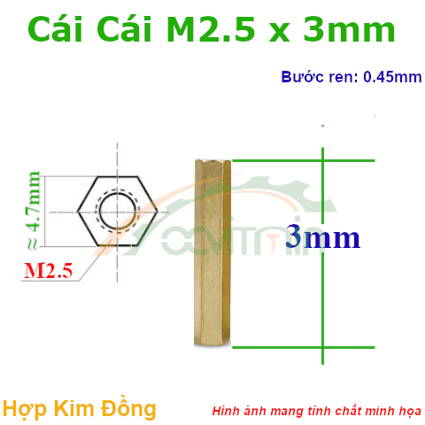 Trụ Đồng Cái Cái Lục Giác M2.5x3mm