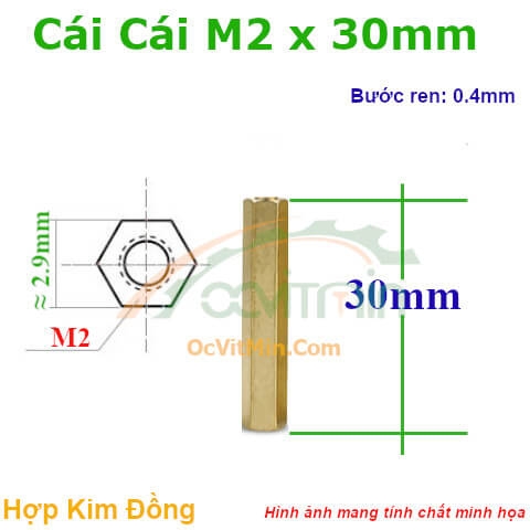 Trụ Đồng Cái Cái Lục Giác M2x30mm - Tru Dong Cai Cai Luc Giac