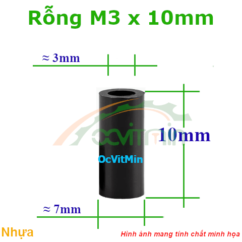 Trụ Nhựa Rỗng M3x10mm - Tru Nhua Rong