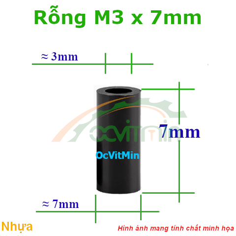 Trụ Nhựa Rỗng M3x7mm - Tru Nhua Rong