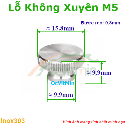 Đai Ốc Lỗ Không Xuyên M5 Núm Vặn - Dai Oc Lo Khong Xuyen Ecu Num Van