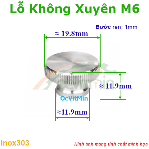 Đai Ốc Lỗ Không Xuyên M6 Núm Vặn - Dai Oc Lo Khong Xuyen Ecu Num Van