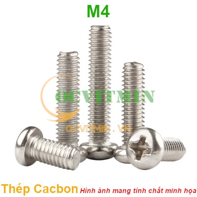 Ốc Bake Đầu Tròn M4 Thép Cacbon Tùy Chọn Kích Cỡ