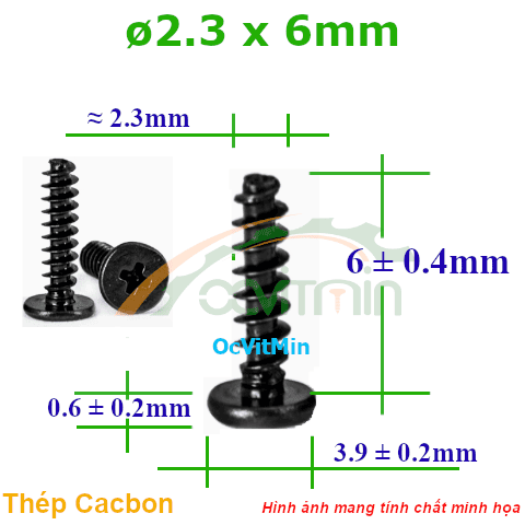 Vít Gỗ Bake Đầu Dẹp Mỏng ø 2.3x6mm - Vit Go Dau Pake Dep Mong