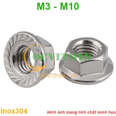Đai Ốc Liền Long Đen M3 M4 M5 M6 M8 M10 Ecu Tán Inox 304