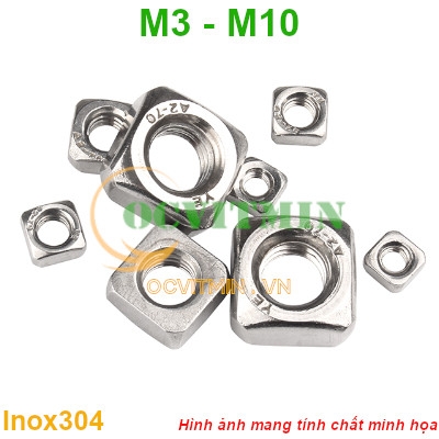 Tán Vuông M3M4M5M6M8M10 Đai Ốc Vuông Ecu Vuông Inox 304