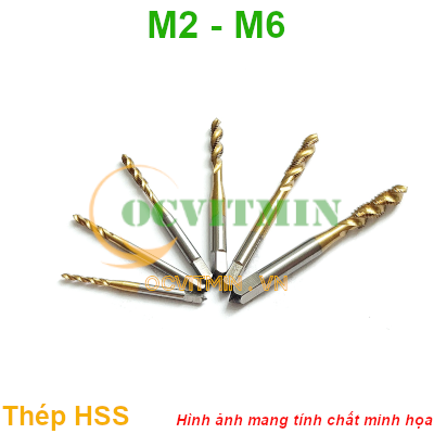 Mũi Taro M2 M2.5 M3 M4 M5 M6 Thép Gió HSS Không Dùng Với Kim Loại