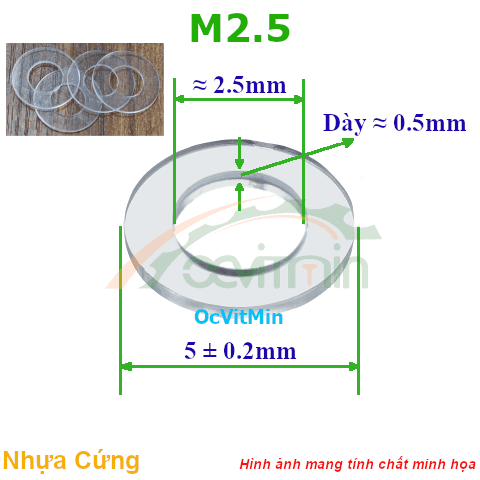 Vòng Đệm Nhựa Cứng M2.5*5mm Dày 0.5mm - Vong Dem Long Den Nhua Cung