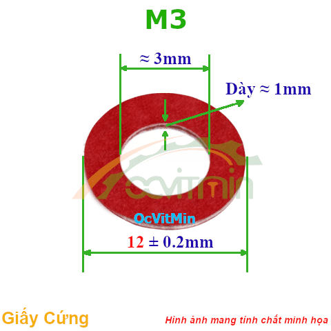 Vòng Đệm Giấy Cứng M3*12*1 - Vong Dem Long Den Giay Cung