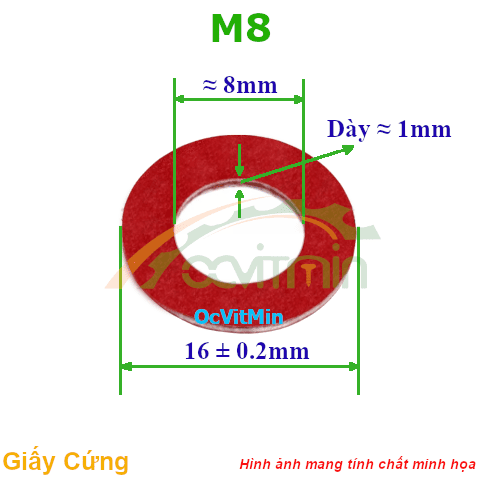 Vòng Đệm Giấy Cứng M8 - Vong Dem Long Den Giay Cung