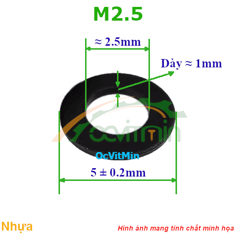 Vòng Đệm Nhựa M2.5 Màu Đen - Vong Dem Long Den Nhua