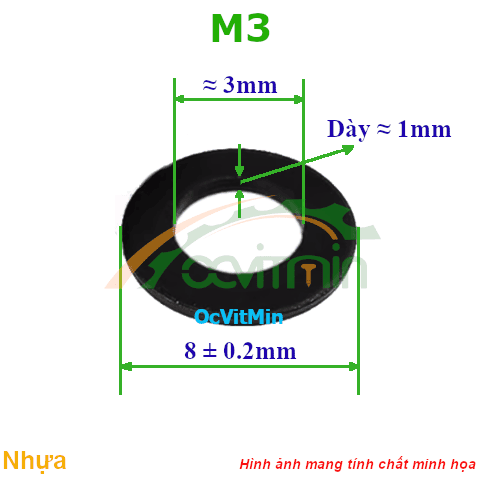 Vòng Đệm Nhựa M3 Màu Đen - Vong Dem Long Den Nhua